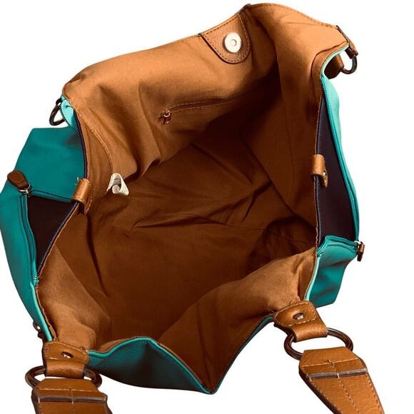 Rosetti Teal Navy Brown Colorblock Shoulder Bag - Picture 6 of 9